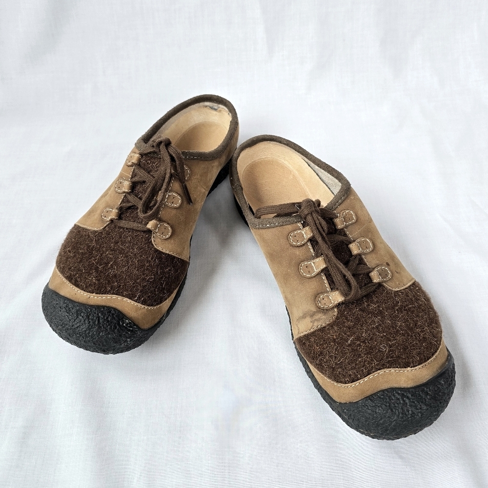 Keen▪️Brown Wool Slip-On Fleece Lined Clog Slipper Shoes